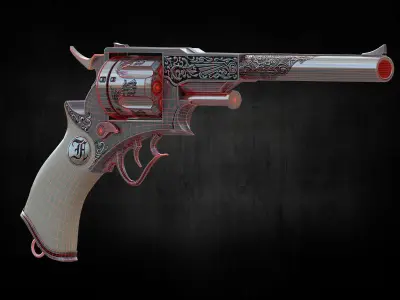 Frankenstein pistol low poly game ready gun model Low-poly 3D model