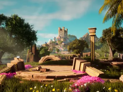 Stylized Paradise Gardens Low-poly 3D model