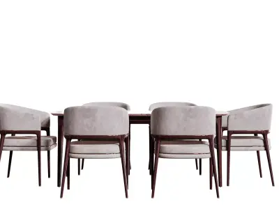 Set Table With Chairs Free 3D model