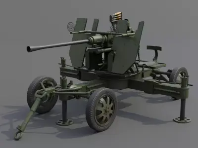 Bofors 40 mm Automatic Gun L-60 Low-poly 3D model