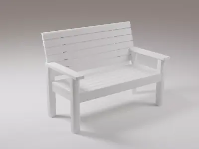 wooden bench Low-poly 3D model 11