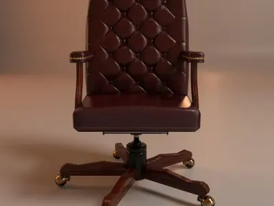 PBR Burgundy office chair Low-poly 3D model