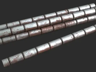 Metallic Pipes Duct Low-poly 3D model