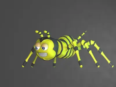 haxara cartoon bee with stripes 3D model