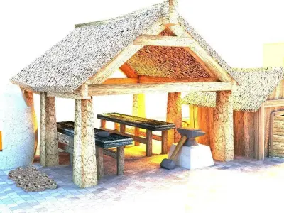 Blacksmith Medieval Building Low Poly Free low-poly 3D model