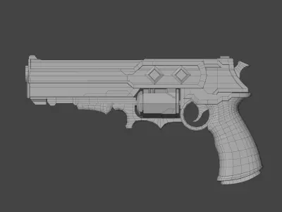 Red Black Stylized Ornamental Handgun 3D Model 3D model