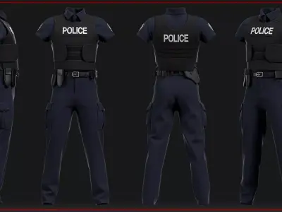 male police uniform with texture 3D model