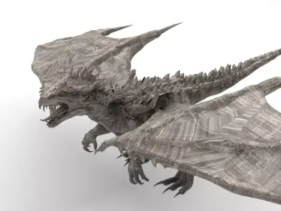 Dragon lizard Viking Dinosaur Statue  2 3D model