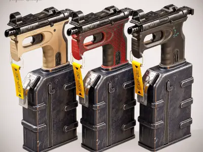 Sci-fi PBR SMG Low-poly 3D model