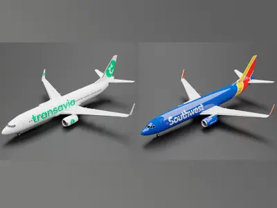 Boeing 737-800 10 Liveries Pack 3D Model Collection