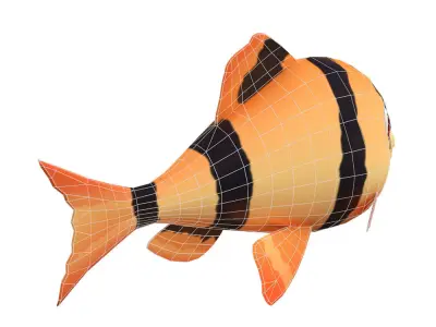 Tiger Barb Fish Cartoon Animated Low-poly 3D model