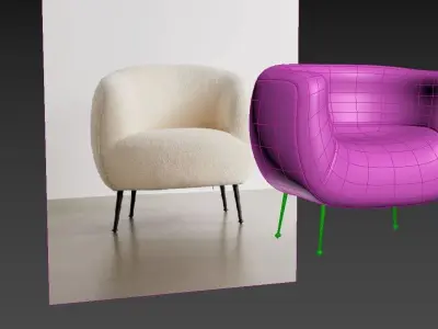 buckle-chair lounge chair with legs Free 3D model
