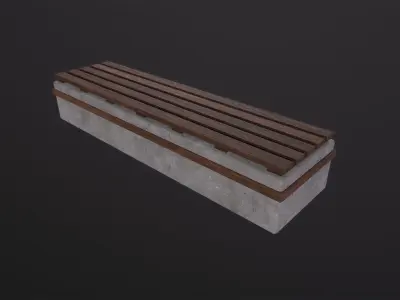 Worn Wooden Bench Block 3D Model Low-poly 3D model