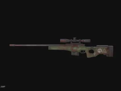 Post apocalyptic AWP Low-poly 3D model