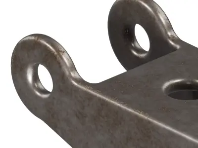 Rusty Castor Wheel Bracket 3D model