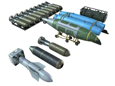 Military Aircraft Bomb Pack Low-poly 3D model