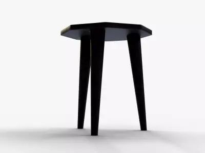 Marble Top Wooden Stool 3D Model Small Furniture Asse Low-poly 3D model