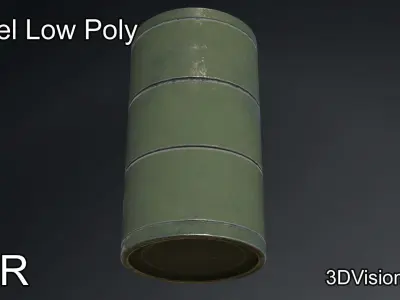 Barrel Low Poly - military look Low-poly 3D model