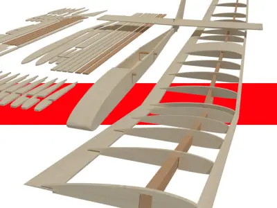 Balsa wood glider parts 3D model