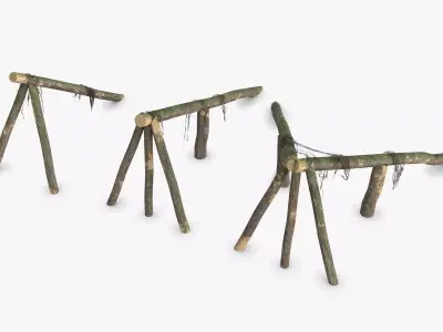 Log Ramps Obstacles WWII Low-poly 3D model