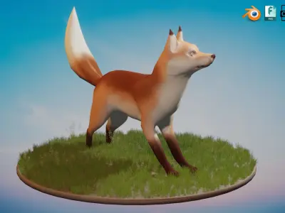 Stylized Wild Fox Toon  Low-poly 3D model