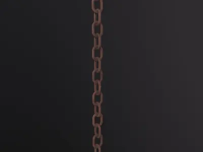 Old Chain with Hook 3D Model Low-poly 3D model