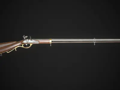 Flintlock Rifle 01 Classic Low-poly 3D model