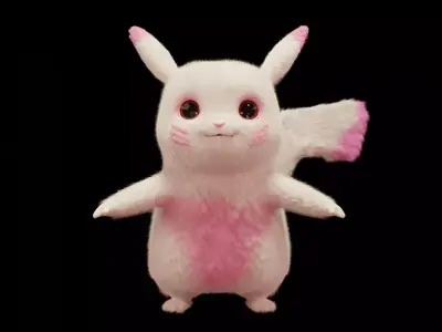 Pikachu Model With Fur Low-poly 3D model