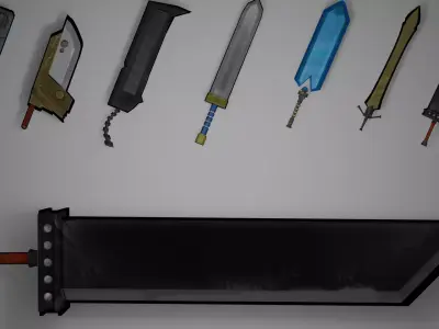 Stylized Painterly Long Sword Pack Low-poly 3D model