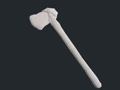 Crafted Stone Axe PBR UNITY UE4 Low-poly 3D model