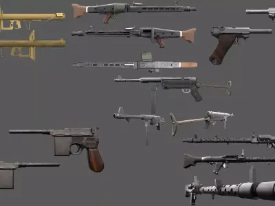 German World War 2 Weapon Pack Low-poly 3D model