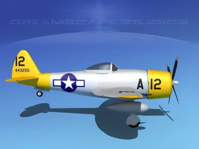 Republic P-47D Thunderbolt V17 3D model