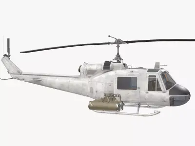 Bell UH-1C Blank Livery Basic Animation Low-poly 3D model