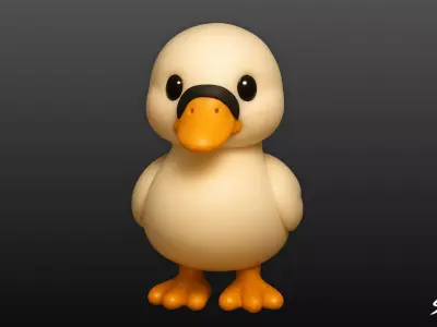 Cartoon Plush Duck Low-poly 3D model