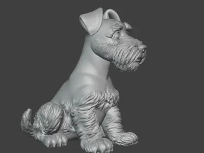 3D Printable Schnauzer Dog Standard Grooming  Sitting Pose 3D model