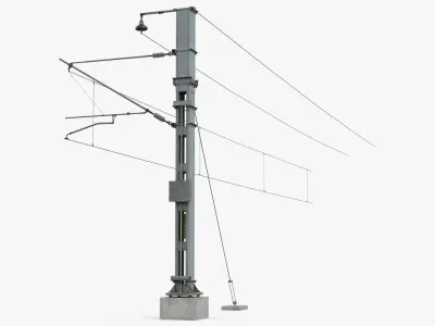 Railway Cantilever Catenary Pole Gray 3D model purchase