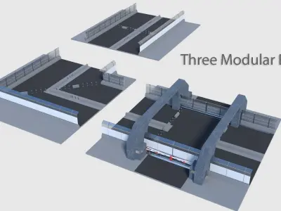 Compound Fence - Modular Low-poly 3D model