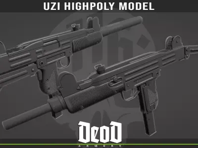 UZI Highpoly model gun 3D model