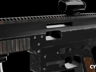 Realistic Weapon Low Poly - PBR Texture - Blender Cinema 4D Low-poly 3D model