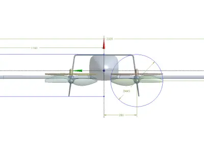 eVTOL fixed-wing solid CAD for CFD 3D model