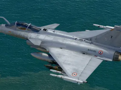 Dassault Rafale M - Fully Rigged - with high resolution Textures Low-poly 3D model