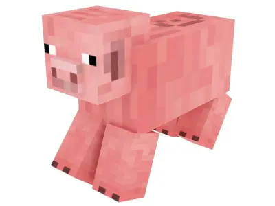 Walking Minecraft Pig 3D model