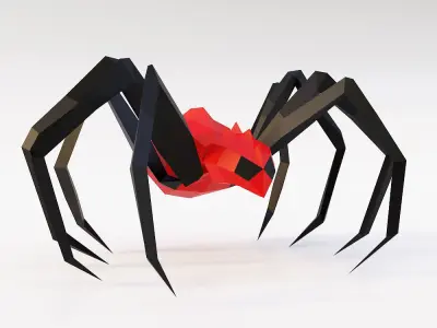 Spider low poly 3d model polygonal Low-poly 3D model