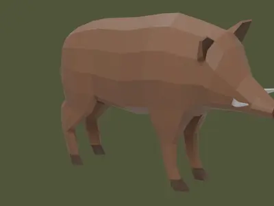 Stylized lowpoly BOAR Low-poly 3D model