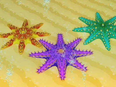 Cartoon Sea Animals Low-poly 3D model