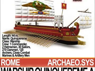 Roman Warship Quinquereme A 3D model