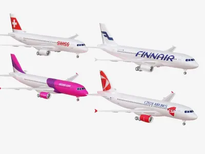 Bunde 4x Airbus A320 3D model