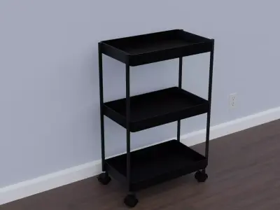 Small black utility roll cart Free 3D model