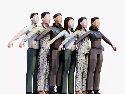 Air Force Soldiers - Animated and Rigged Low-poly 3D model