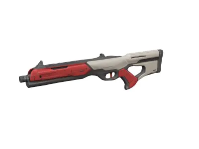 A sleek scifi assault rifle dark grey and red 3D model